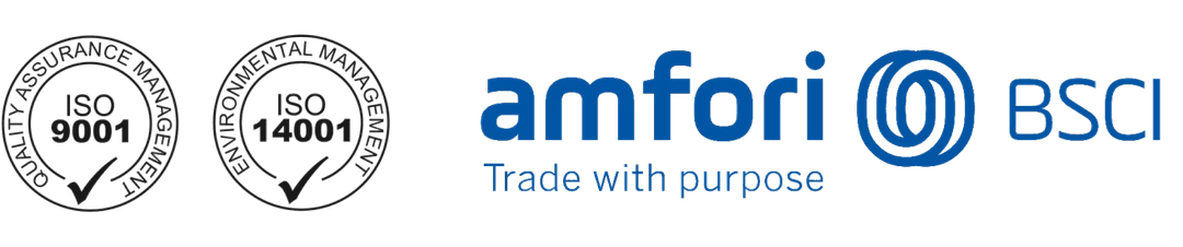 ISO 9001, ISO 14001 and amfori BSCI certification logos for Jinchang factory